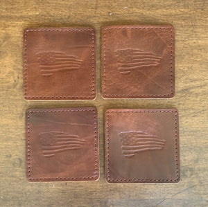 USA Flag Leather Coasters