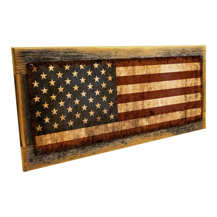 Framed Rustic USA Metal Flag