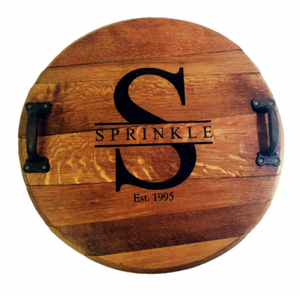 Whiskey Barrel Head Tray