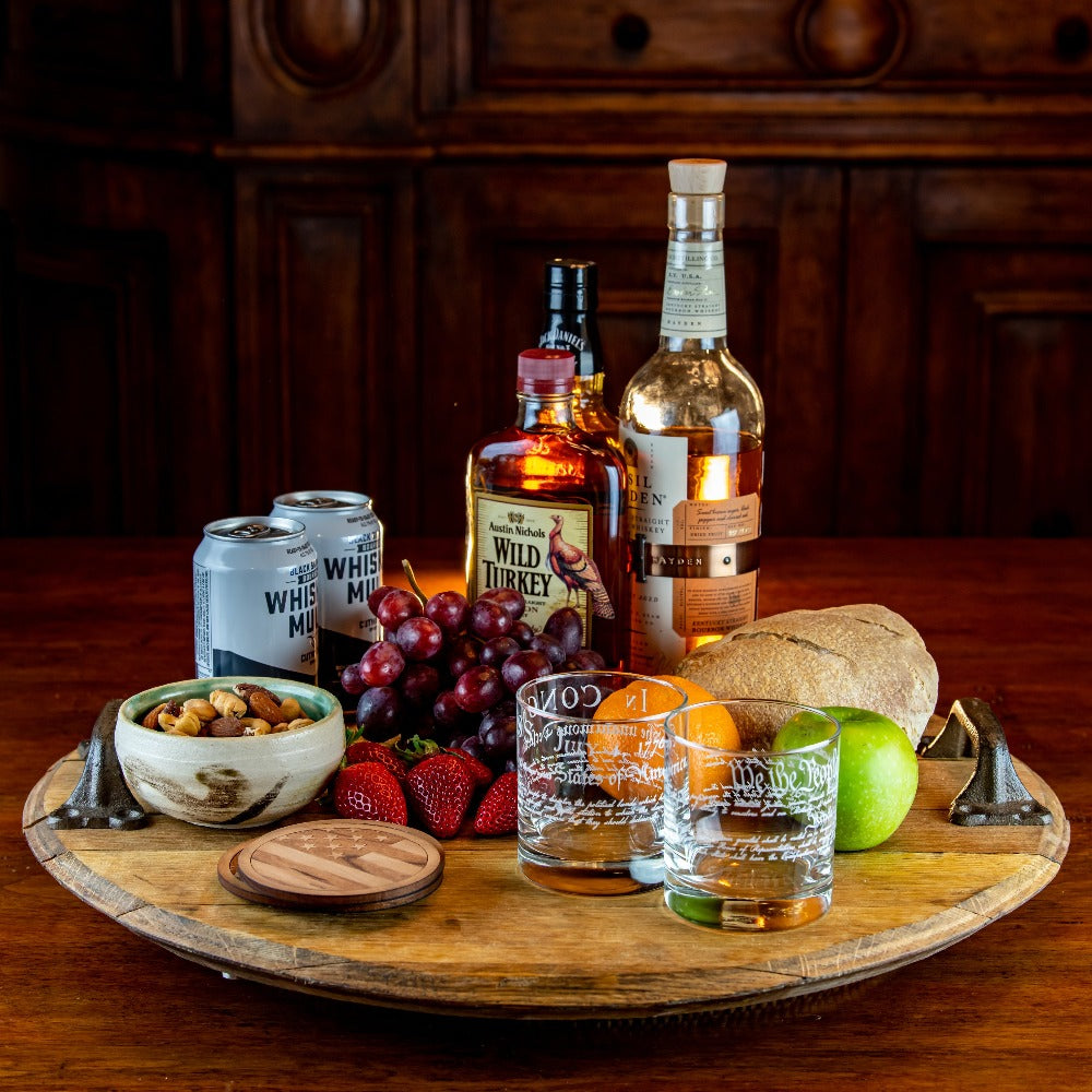 Whiskey & Rebellion Whiskey Barrel Head Tray