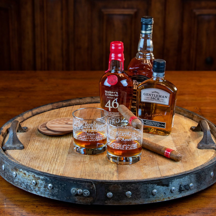 Whiskey Barrel Top Lazy Susan