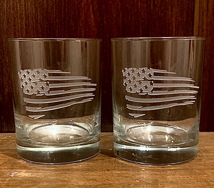 American Flag Rocks Glass