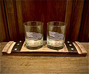 American Flag Rocks Glass