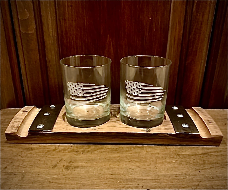 American Flag Rocks Glass